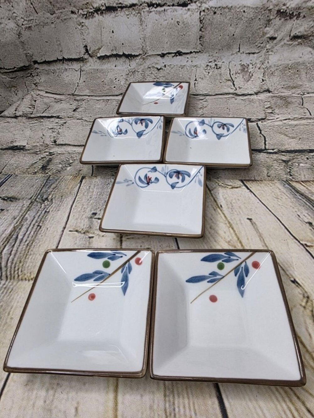 Vtg Lot Of 6 Small Dipping Bowls  Porcelain World Market 2 Patterns 3 x 3 Inch